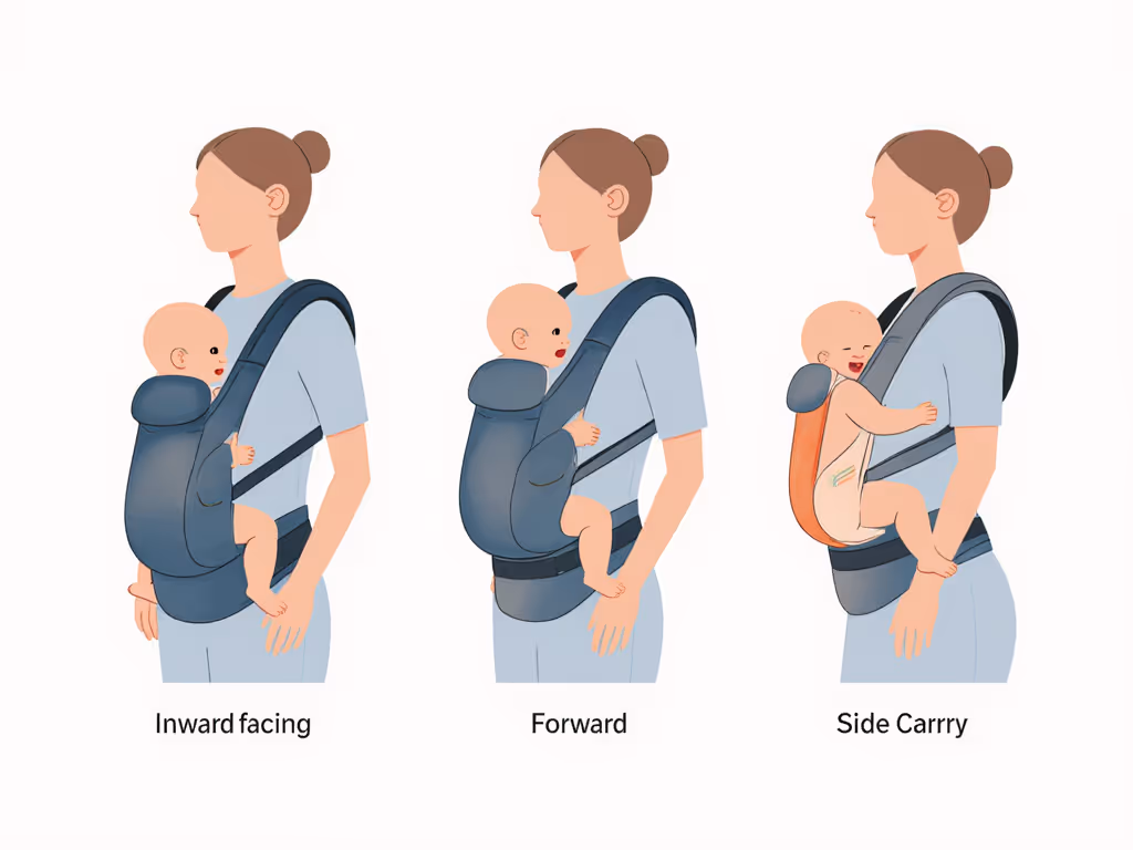 Comparison of baby carrier positions showing infant hip positioning